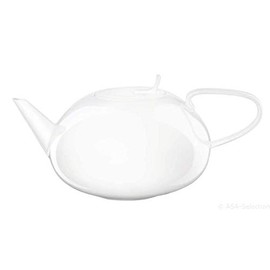 ASA 2016013 Measuring Table Ceramic Teapot with Strainer, White Gloss, 16,10 x 16,10 x 9.45 cm