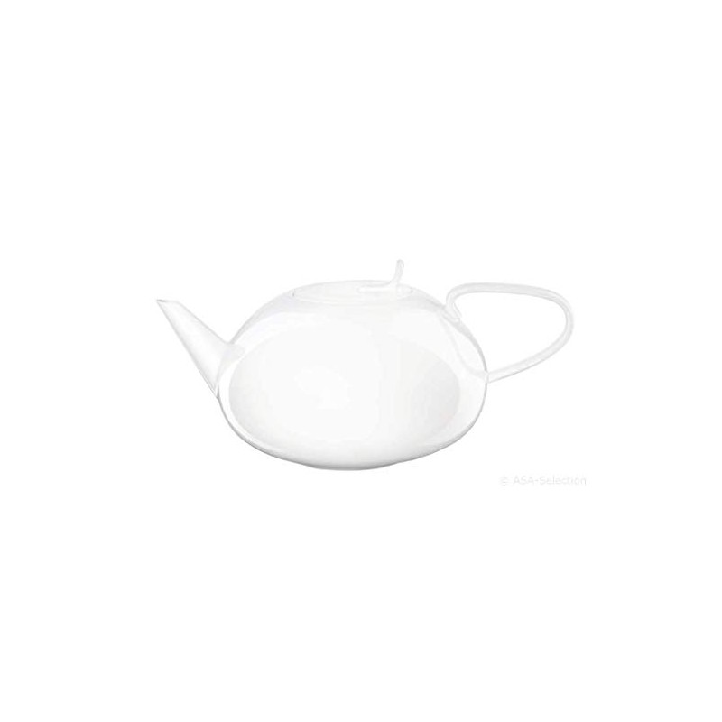 ASA 2016013 Measuring Table Ceramic Teapot with Strainer, White Gloss,
