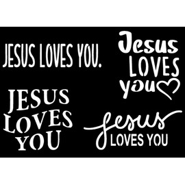 Jesus Loves You Decal Pack: Jesus Loves You Text, Heart & Decals (Small 3.5", White)