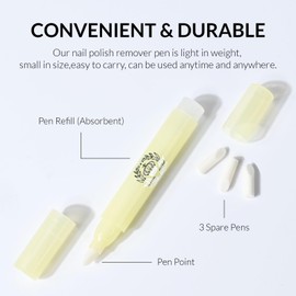 Freeorr 4pcs Nail Polish Remover Corrector Pen with 3 Cotton Tip Refills each, Cuticle Nail Edge Cleaning Pen for Manicure Art DIY Clean Up Tool