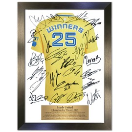 Leeds United Championship Winners 2025 Limited Lufc Edition Signed A3 Shirt Reproduction Autograph Poster Print Display (Frame Size 460 x 340mm) Display No164