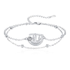 EErMamo Sloth Anklets 925 Sterling Silver Sloth Charm Women Ankle Bracelets Sloth Jewelry Gifts for Christmas Mothers Day Valentines Day