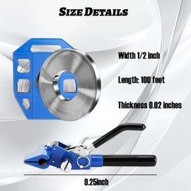 100Ft Banding Strapping Kit with Organizer and Tensioner Tools,304 Steel Strapping Banding Kit with 100 Steel Buckles,Steel Strapping Banding Kit for Transportation Industrial Piping