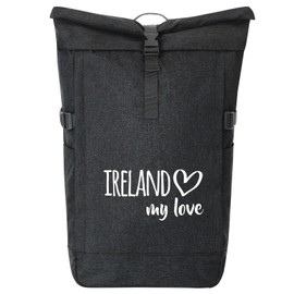 Huuraa Ireland My Love Messenger Backpack Gift 30-44 Litres Black Melange Fairtrade Rolltop Backpack Ireland Gift Idea