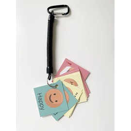 Feelings and Emotions Keyring for Visual Learners, Toddlers, SEN, Autism and ADHD suitable for at School or Home (Orange/Black)