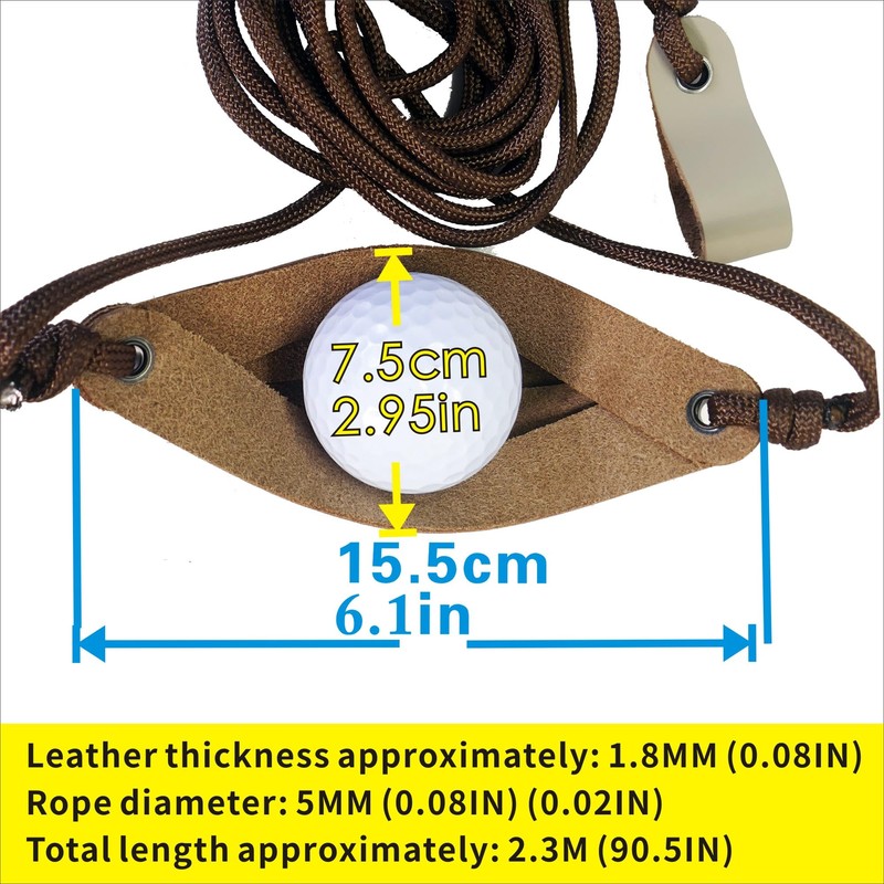 Old-Fashioned Slingshot Rock Sling Tennis Ball Thrower Shepherds Sling (1pack)