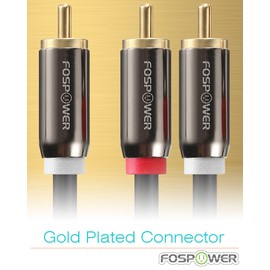 FosPower RCA Y-Adapter (3 Feet), 1 RCA Male to 2 RCA Male Short Y Splitter Digital Stereo Audio Cable for Subwoofer, Home Theater, Hi-Fi - Dual Shielded | 24K Gold Plated