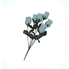Artificial Baby Blue Rosebud (24 Bushes)13" Bush Home Bridal Artificial Silk Flower Flowers Bouquet Realistic Flower Arrangements Craft Art Decor Plant for Party Home Wedding Decoration
