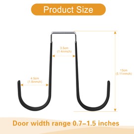Over The Door Hooks, Soft Rubber Prevent Scratches Door Hangers Hooks for Bathroom, Living Room, Bedroom, and Kitchen Hanging Clothes, Towels, Shoe Bag, Hats, Coats, Bags, etc. (Black, 2 Pack)