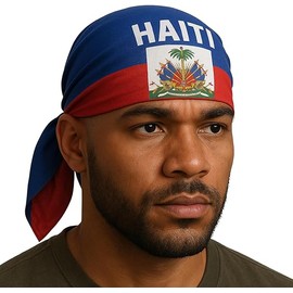 Haiti Flag Bandana – Caribbean Headwrap for Men & Women – Haitian Pride Scarf – National Headband for Carnival, Festivals, Cultural Events, Parades, Patriotic Celebrations & More