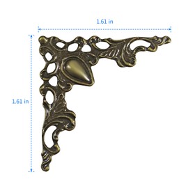 48 Solid Pure Copper Box Corner Protectors, Retro Table Edge Cover, Cabinet Furniture Decoration Edge Safety, Desktop Jewelry Box Corner Protectors (Bronze)