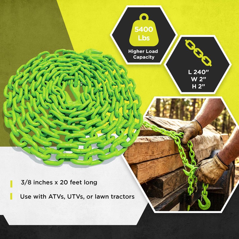 Timber Tuff TMW-3820HVLC 20 Foot Long Heavy Duty Log Chain