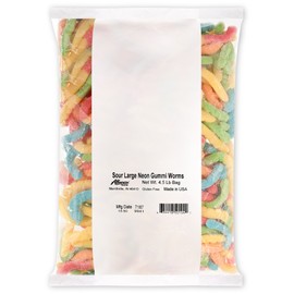 Albanese Confectionery Sour Large Neon Gummi Worms, 4.5 Pound Bag