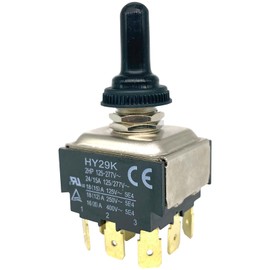 HY29K Toggle Switch 9-Pin 125-277V 24/15A ON-Off-ON with Silicone Protective Cover