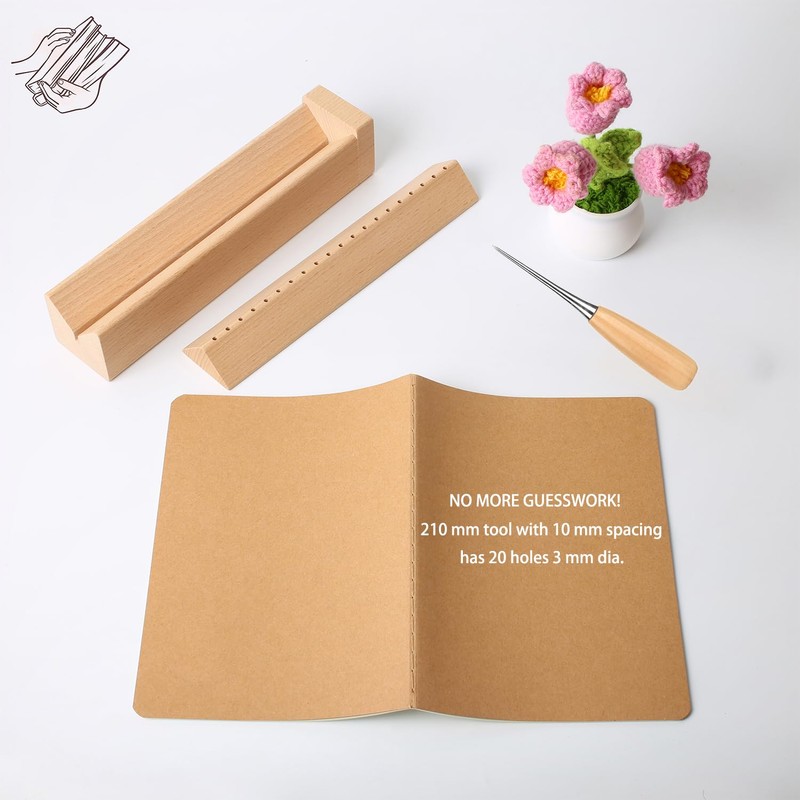 Beech Wood Book Binding Cradle with an Awl,Book Binding Kits