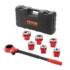 VEVOR Ratchet Pipe Threader Kit, 1/4" NPT - 1-1/4" NPT Manual Ratcheting Pipe Threader, Portable Pipe Threading Tool Set with 6PCS NPT Dies, Storage Case for Galvanized Aluminum Iron Copper Pipes:_3