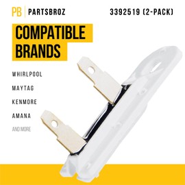 PartsBroz WP3392519 3392519 Dryer Thermal Fuse G4AP0500 TF091C - Compatible With Whirlpool Maytag Kenmore AP6008325 PS11741460 Thermofuse Thermo Part GEW9200LW1 WED4800XQ1 WED7300DW1 WED4815EW1 2-Pack