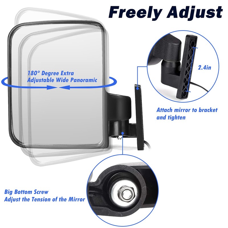 Universal Golf Cart Side Mirrors Rear View Mirror with Turn