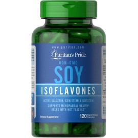 Puritan's Pride Non-Gmo Soy Isoflavones Capsule 750 Mg, May Help with Hot Flashes in Menopausal