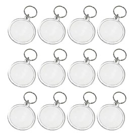 HugeDE 30 Sets Acrylic Photo Frame Keychain Blank Photo Insert Keychains Picture Insert Keyrings Snap in Picture Keychain with Split Ring for DIY Craft Round
