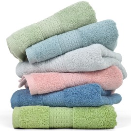 Cleanbear Hand Towel Face Towel Set,100% Cotton, Assorted Colors Hand Towels, Size 29" x 13", 6-Pack 6 Colors