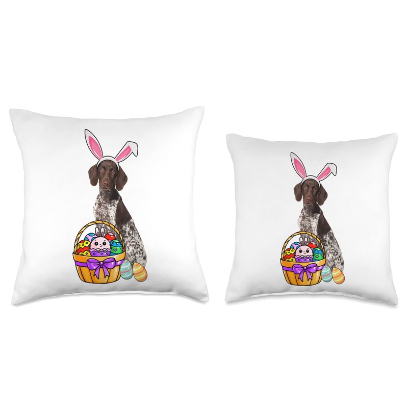 Easter Egg Funny German Shorthaired Pointer Easter Throw Pillow