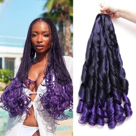 French Curly Braiding Hair 24 Inch 8 Packs Loose Wavy Pre Stretched Synthetic Hair Extensions Lightweight French Curl Crochet Braids for Women