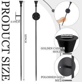 Tioncy 2 Pcs Metal Wall Candle Sconce Modern Candle Holder Wall Sconces for Decoration Candlestick Holder for Dining Room, Living Room, Office, Bathroom(32 Inch,Black)