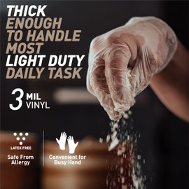 OKIAAS Vinyl Gloves(100PCS) Non Latex, Touch Screen|Examination|Kitchen Food Prep Safe|Plastic Household Washing Up Gloves Men Women Medium