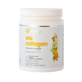 ela nutrition | ela Collagen | Lemon Ginger | Péptidos bioactivos de colágeno hidrolizado + ácido hialurónico + prebióticos + probióticos | 420 gramos (35 porciones)
