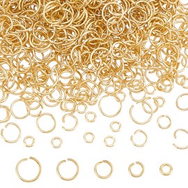 CRAFTYMELODY 1000Pcs 18K Gold Open Jump Ring Stainless Steel Connector Rings Bulk 4/5/6/7/8mm for DIY Craft Jewelry Making Findings Accessory Earring Necklace Bracelet Necklace Pendant Charm Connector