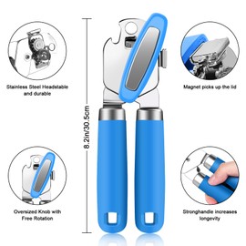 OGIMA Can Opener Manual, Stainless Steel Tin Openers, Effortlessly Open Cans with Heavy-Duty Manual Can Opener - Smooth Edges and Comfortable Grip for Arthritis and Weak Hands (Blue)