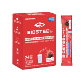BioSteel Hydration Mix, Great Tasting Hydration with Zero Sugar, and No Artificial Flavours or Preservatives, Mixed Berry Flavour, 24 Single Serving Packets