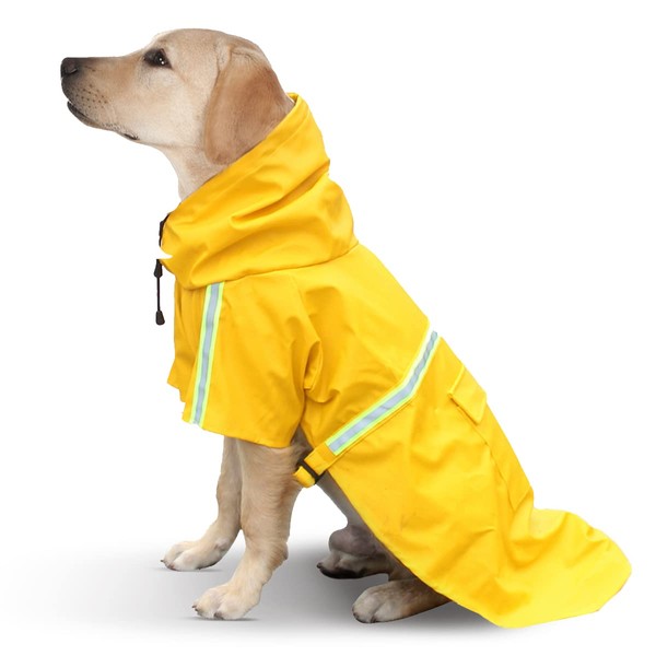 ZoneYan Dog Raincoat with Hood Breathable Rain Jacket for Pets Puppy Rain Poncho with Reflective Strips XL