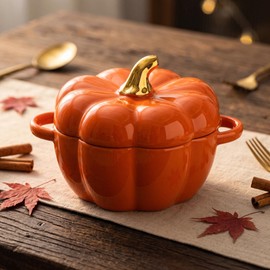 Pumpkin Shaped Ceramic Casserole Pot