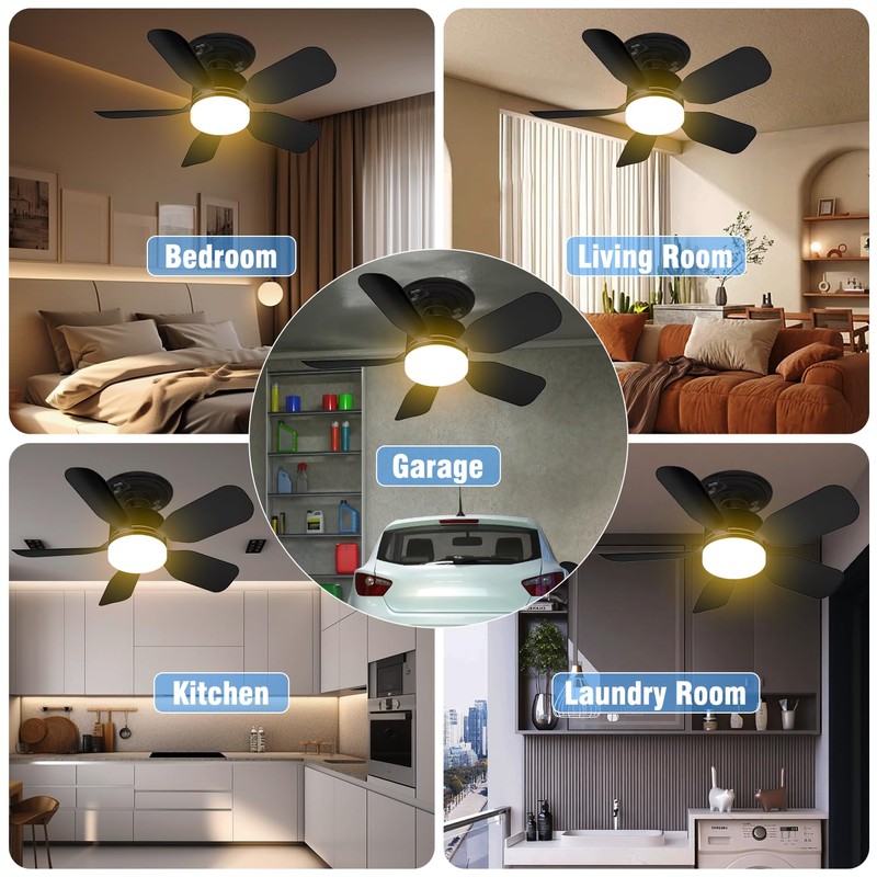 aupuslite 20" Socket Fan Light with Remote, 30W Socket Ceiling