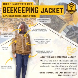 Foxhound Bee Company Sting Stopper Ventilated Beekeeping Jacket with Extended Toros, Quick Pullover Design, YKK Overlapping Zippers for Men and Women, Beekeeper White, 5X Large