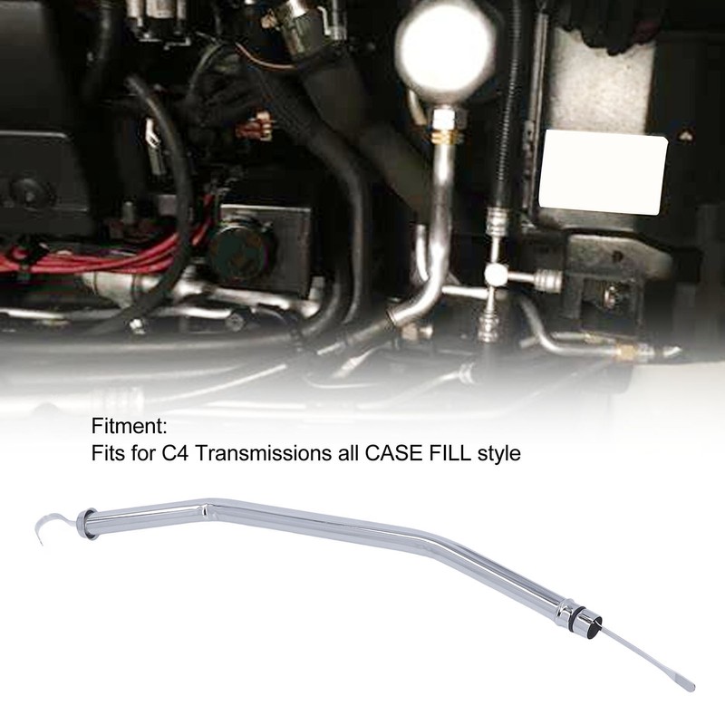 22in Transmission Oil Dipstick Silver Chrome Stainless Steel Tube for
