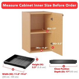 SpaceAid Pull Out Cabinet Organizer, 1 Pack Expandable 11.8"-19.6" (Need to Pull to Widen) Heavy Duty Pull-Out Drawer with Adhesive Tape for Kitchen Storage Cabinets (Black, 17" Deep)