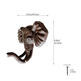 Zorues Rustic Elephant-Shaped Decorative Wall Hook Rack Hangers for Hanging Clothes, Coats, Towels, Keys, and Hats, 2-Pack Antique Cast Iron Mounted Wall Hooks