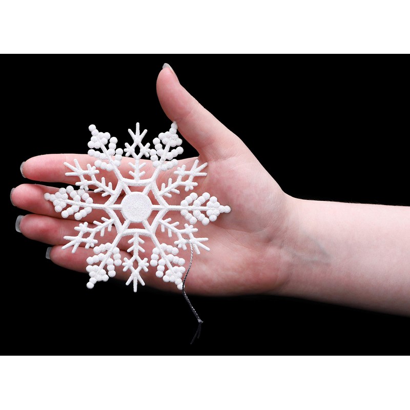 Christmas Concepts® Pack of 12-10cm Glitter Snowflake Hanging Decorations -