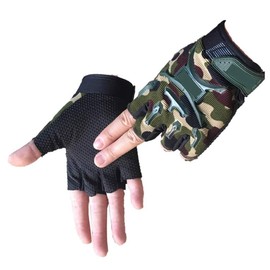 LIOOBO 1 Pair Camouflage Kids Sports Half Finger Gloves Cycling Gloves for Outdoor Use