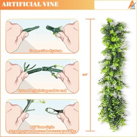 AwnPro - 2 guirnaldas artificiales de hojas verdes de vid de 20 pulgadas, plantas de follaje sintético para bodas, fiestas, jardín, hogar, oficina, decoración de pared (verde blanco)