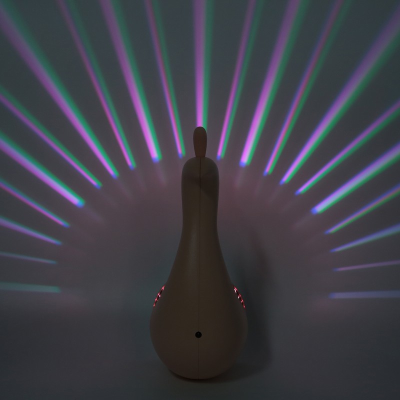 PeacockShaped Projection Lamp Decorative Light Touch Control ABS Nightlight Bedroom(Pink