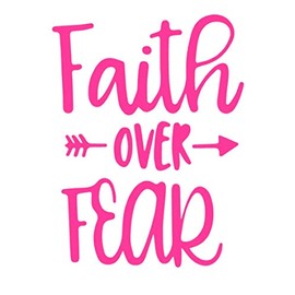 Faith Over Fear Arrow Vinyl Sticker Decals (Pack of 2) for Car Window Laptop Phone (4" x 3", Hot Pink)