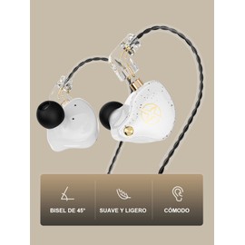 Auriculares intraurales con cable, Colorful Hybrid monitores intraurales, auriculares HiFi de graves profundos con cables desmontables con pin B, auriculares aislantes de ruido (micrófono) (Blanco)