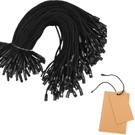 FsGrg Cotton Rope Tags Rings Tags Cords Labels Lines Tags Buckles Easy to Make Price Tags Clothes Tags Buckles Perfect for Stores Black About 180 Pieces