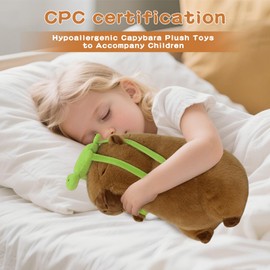 12 inch Cute Capybara Stuffed Animal with Turtle Backpack - Companion to Relieve Emotions - Skin-Friendly Material - Soft Kawaii Plush Pillow for Birthday Gift for Kids Boys Girls