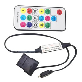 Mini 3-Pin 5V ARGB Controller for Digitally Addressable RGB LEDs with 17 Keys RF Remote Control (5V 3Pin Molex)