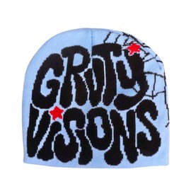 2THESTARS Y2K Beanie Hat for Men & Women Trendy Soft Stretchable Winter Cap, Gothic Spider Web Design Cold Weather Accessory - Sapphire